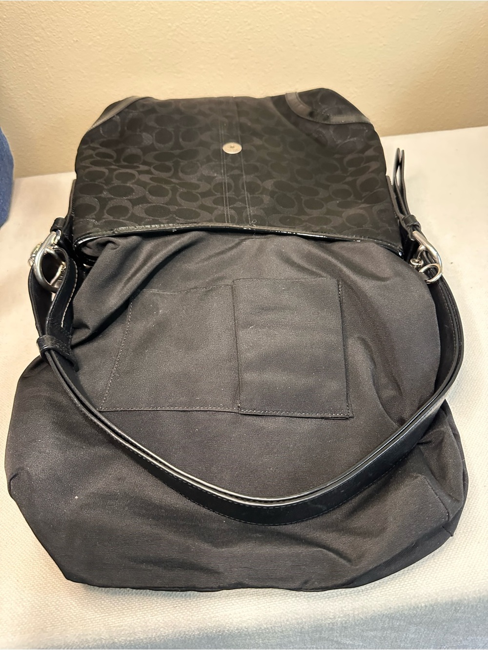 Coach Black Signature Crossbody Saddle Bag with Stud Accents 2008 (F12852) - Picture 5 of 12